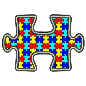 Autism Awareness Puzzle Piece Applique Machine Embroidery Design Digitized Pattern